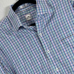 Peter Millar Mens Large Button Down‎ Shirt Plaid Checkered Long Sleeve